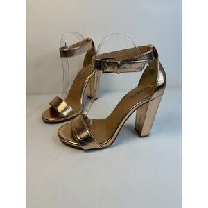 Torrid Sandal Womens Size 9W Rose Gold Two Strap Tapered Open Toe Heeled